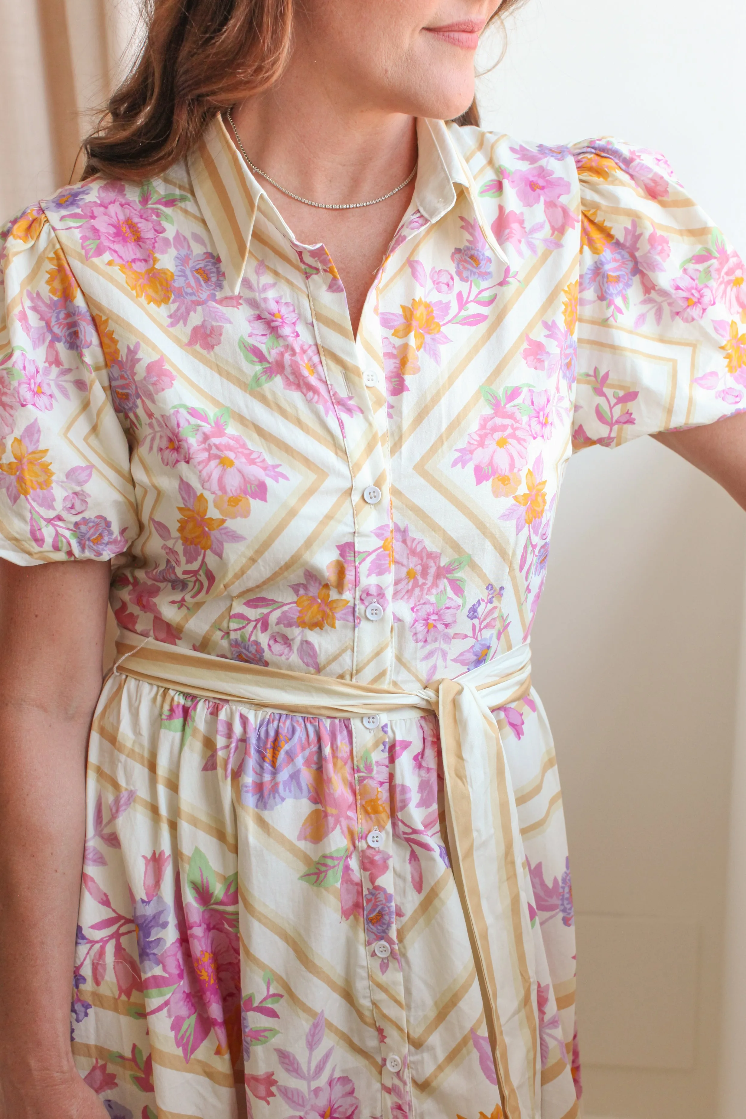 Lennon Pink Floral Midi Dress dress up