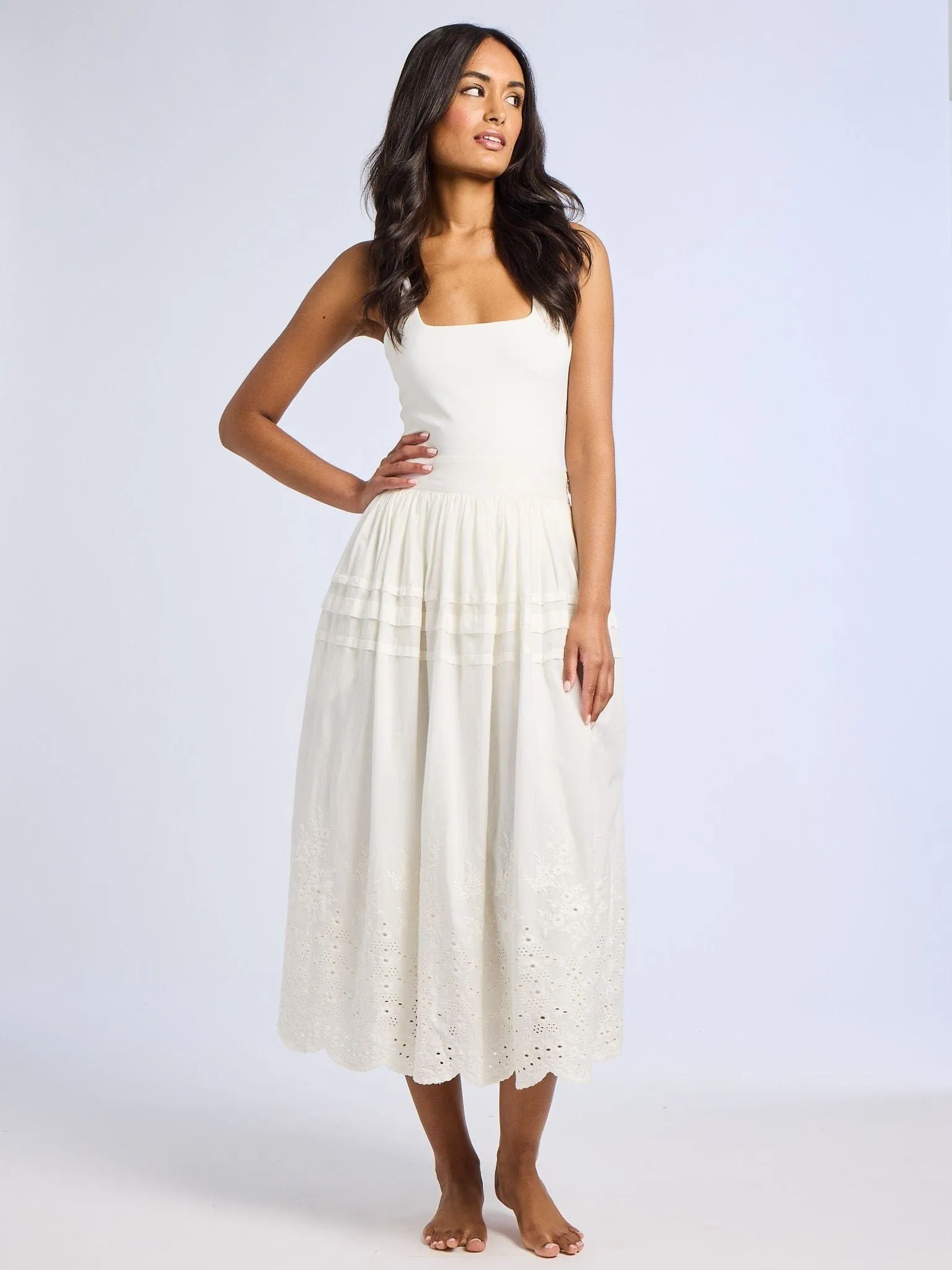 Leonie Skirt in White Eyelet sport casual
