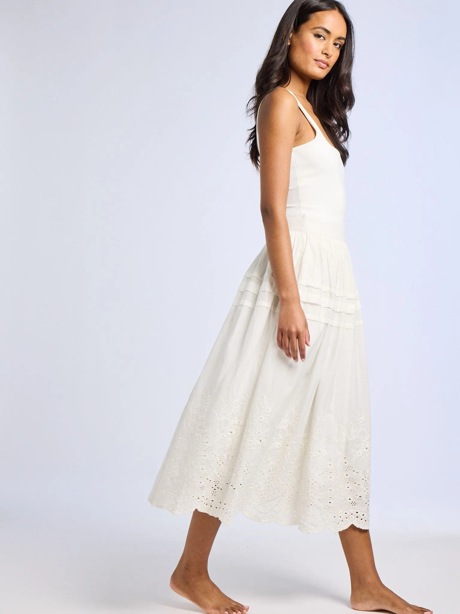 Leonie Skirt in White Eyelet casual business