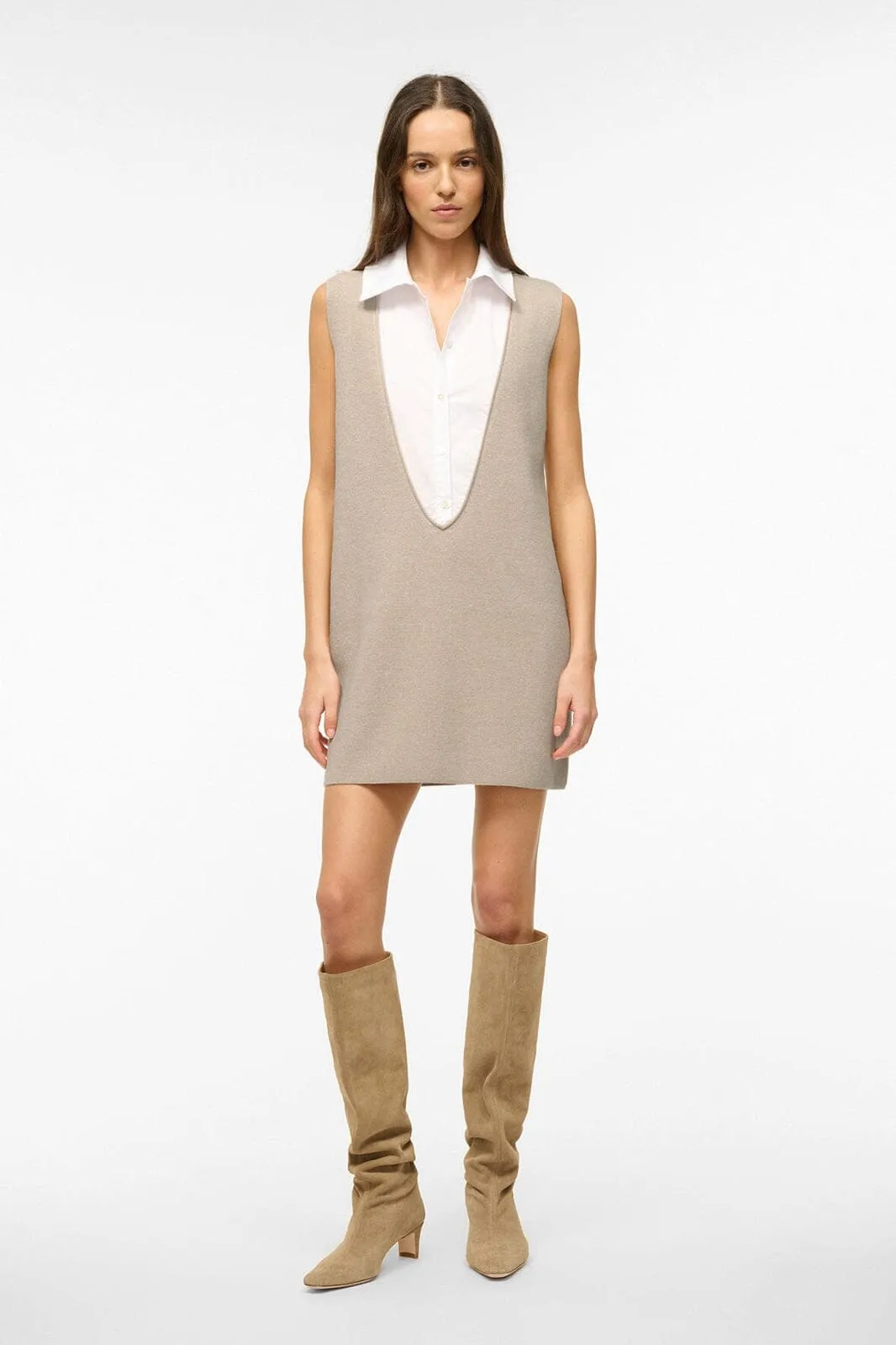 LESLIE MINI DRESS | SAND WHITE skin friendly