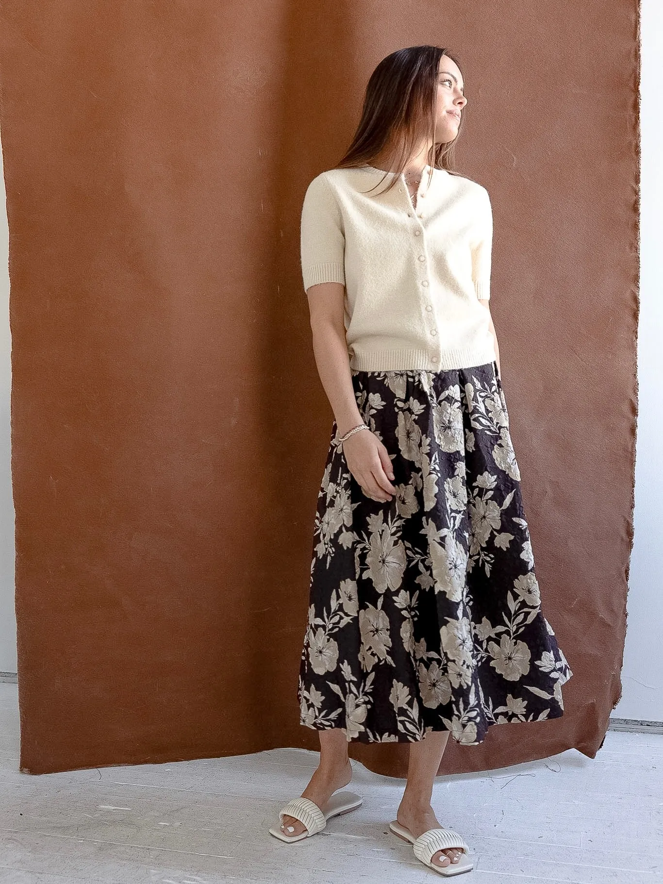 Lila Floral Midi Skirt sport casual