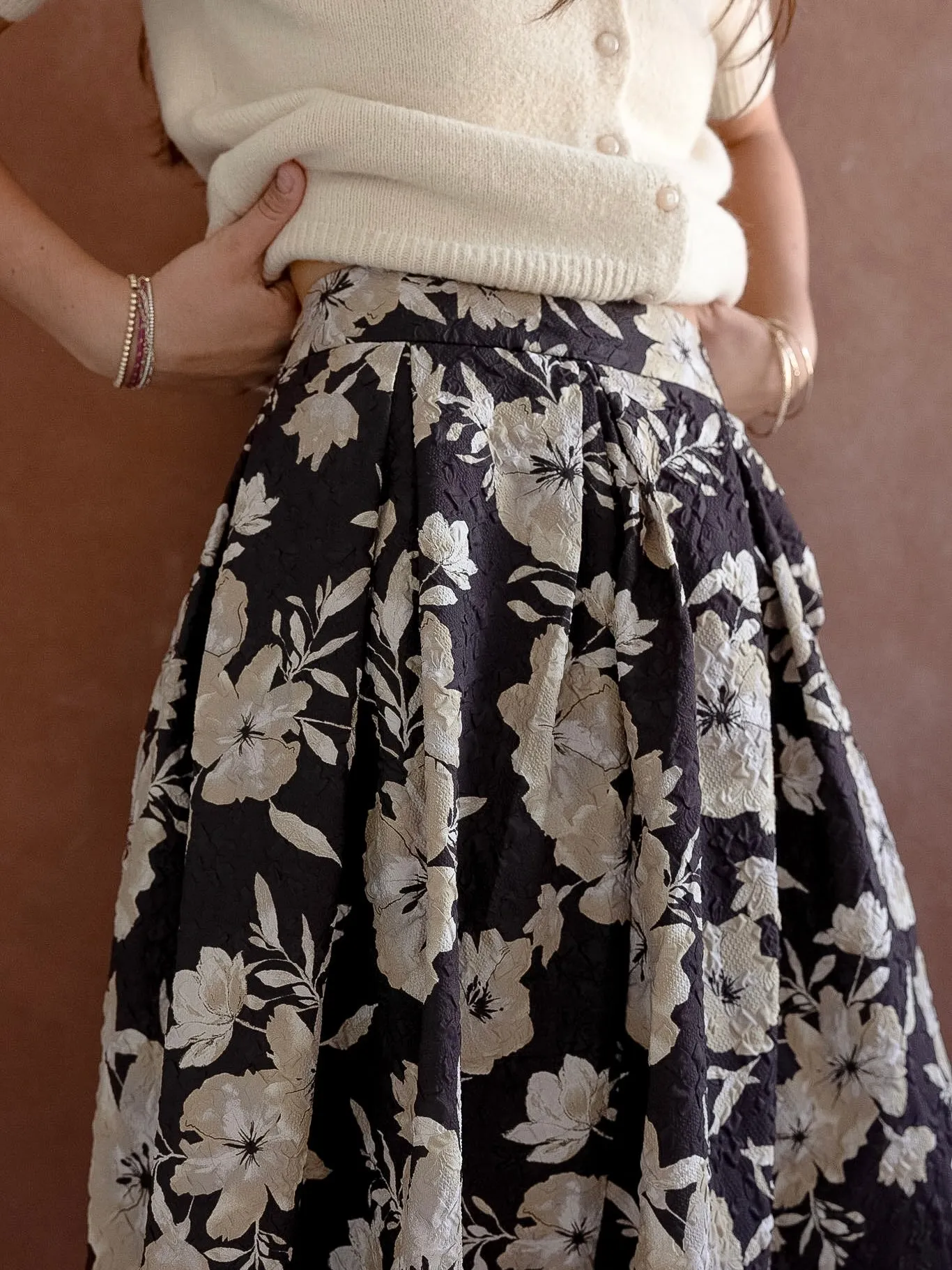Lila Floral Midi Skirt workplace wear