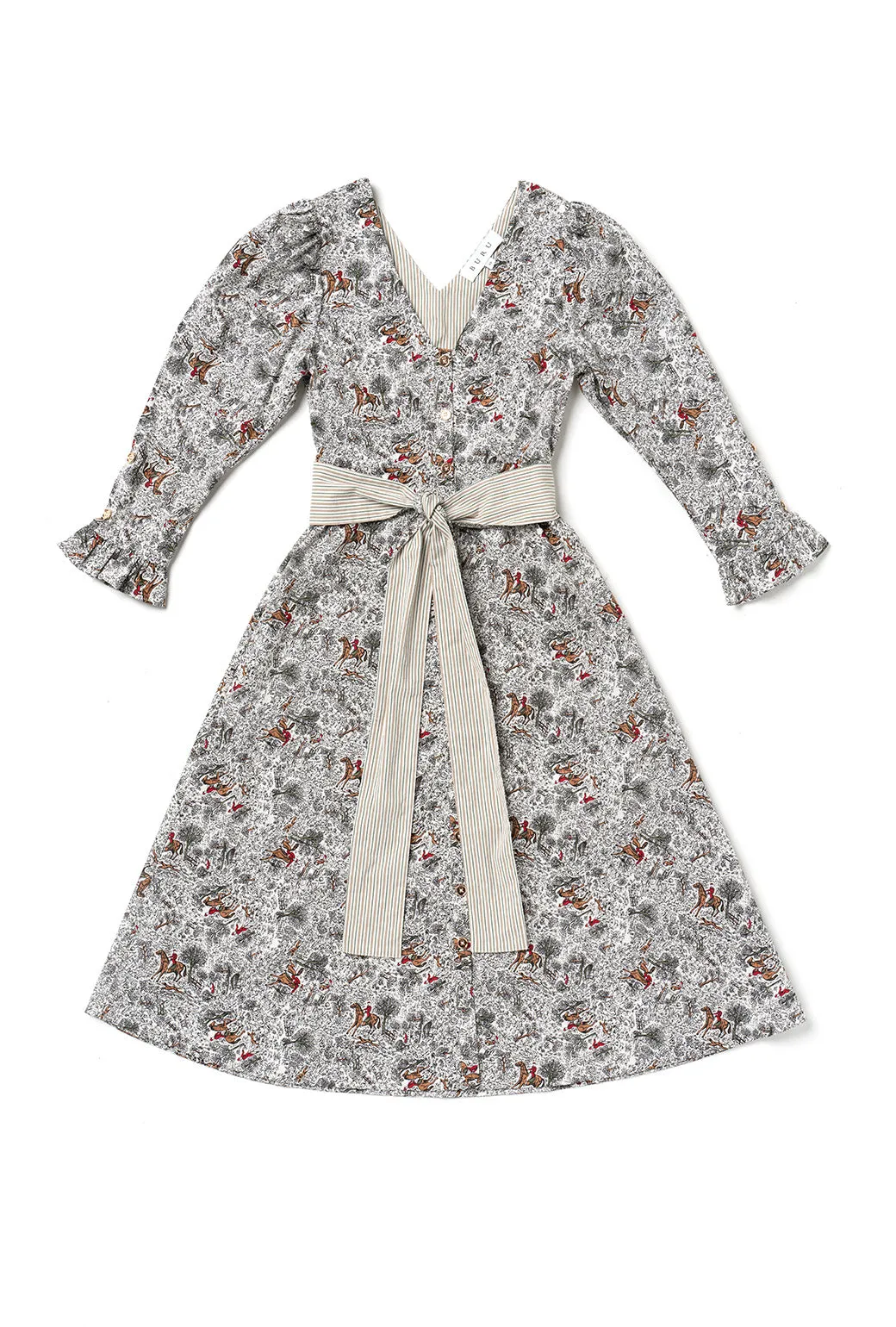 Long Sleeve Day Gown - MIDI - Horses soft power