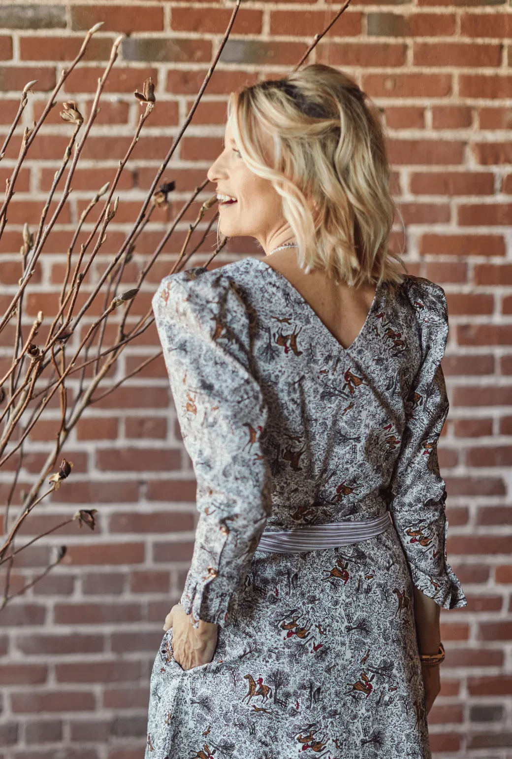 Long Sleeve Day Gown - MIDI - Horses fun mode