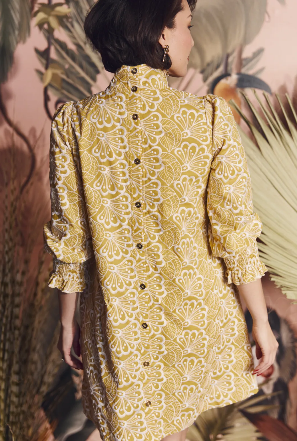 Long Sleeve Mod Dress - Marigold Embroidery city style