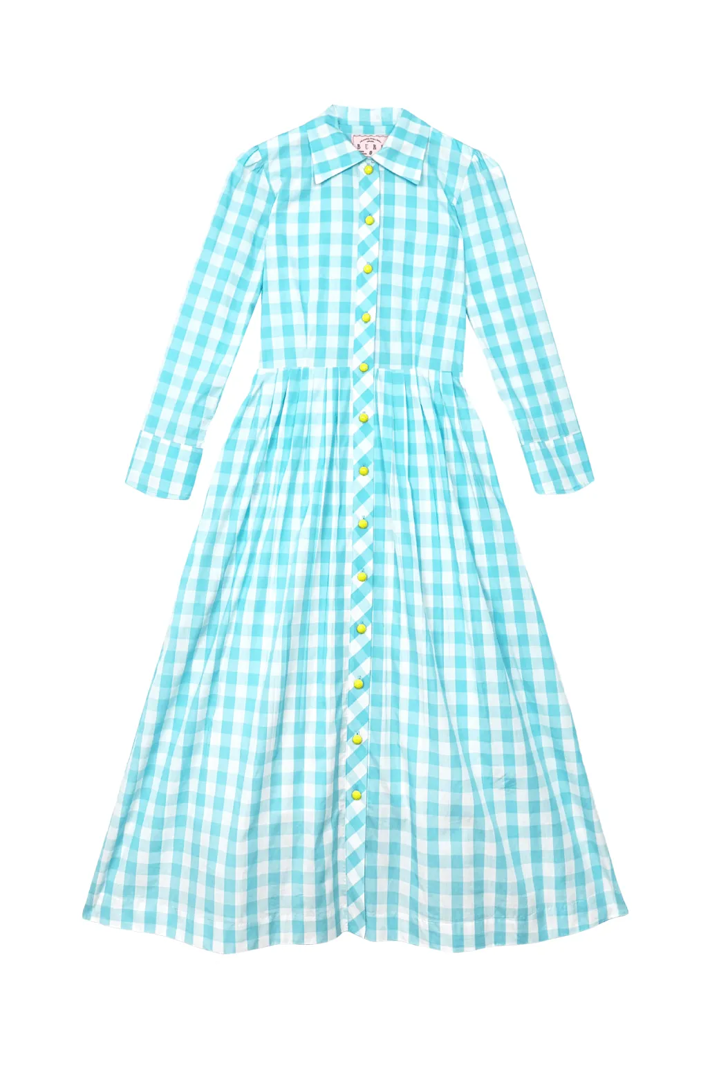 Long Sleeve Shirtdress - Aqua Gingham chic twist