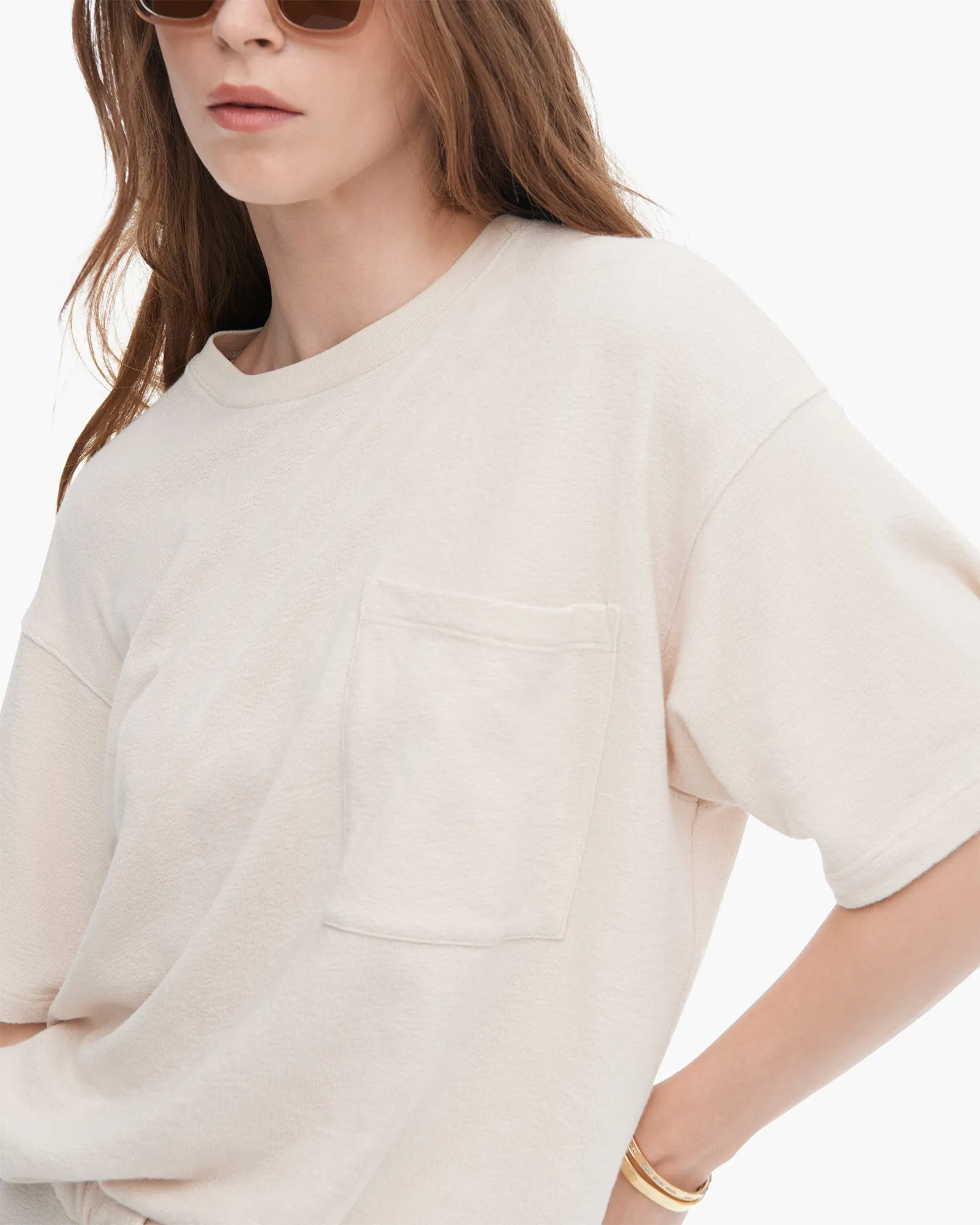 Loop Front Jersey Oversized Pocket Tee - Faded Dune easy style