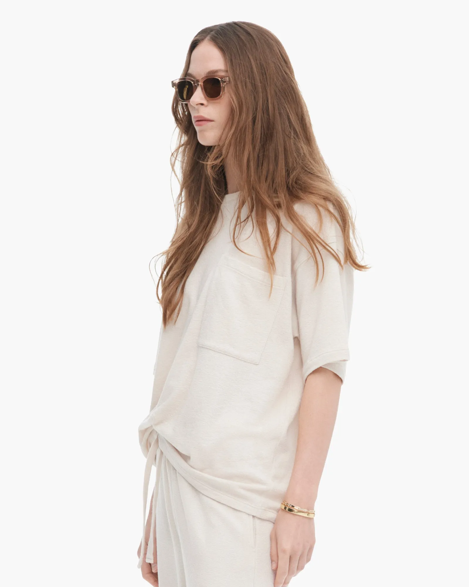 Loop Front Jersey Oversized Pocket Tee - Faded Dune smooth stretch