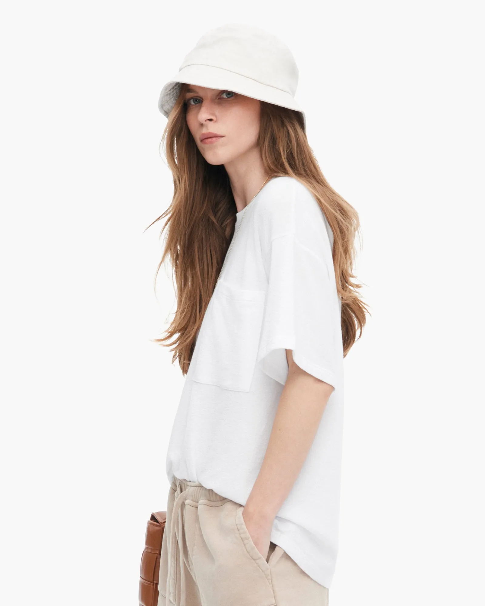 Loop Front Jersey Oversized Pocket Tee - White body free
