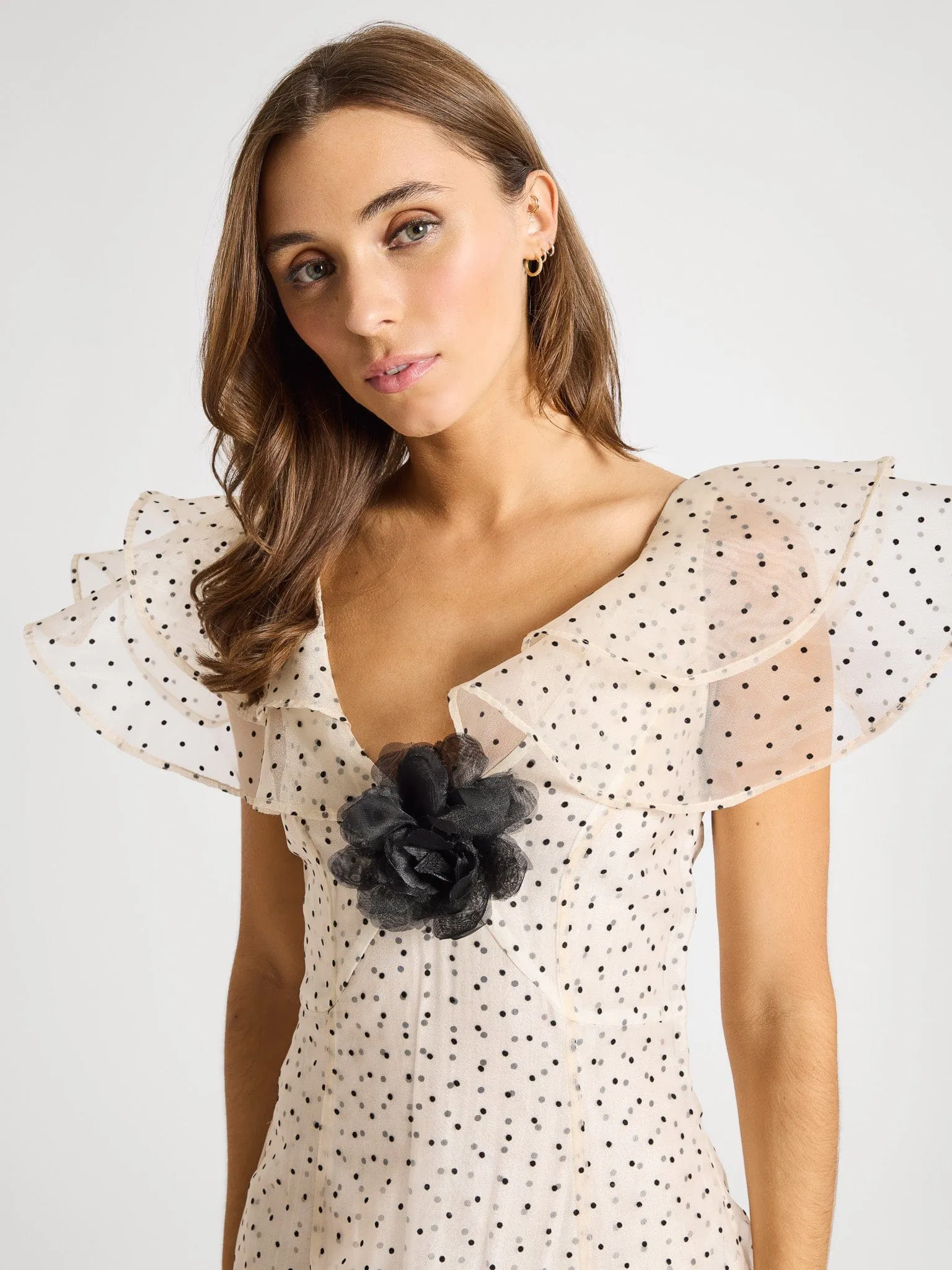 Lucie Dress in Organza Dot feminine charm