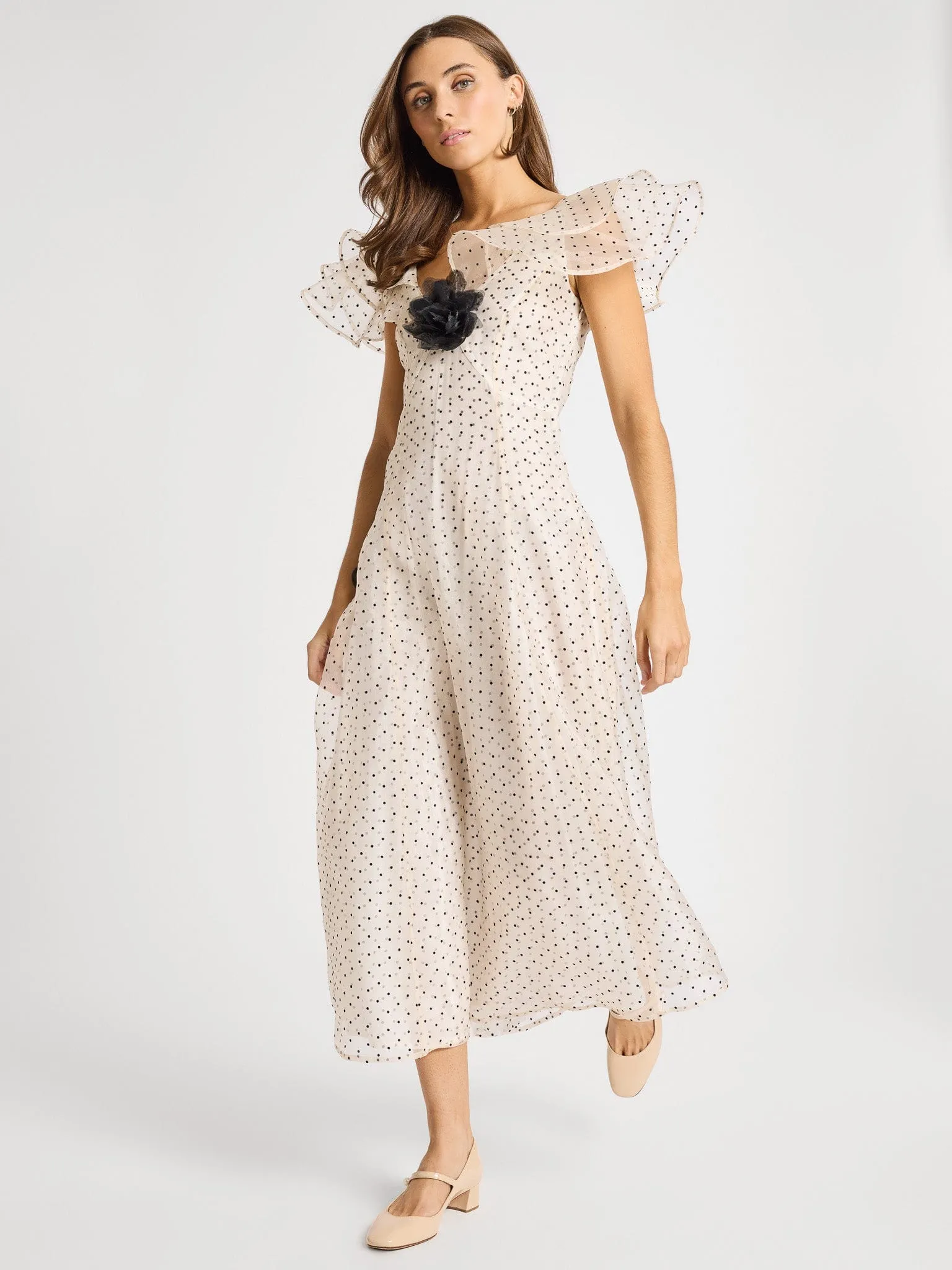 Lucie Dress in Organza Dot office wear