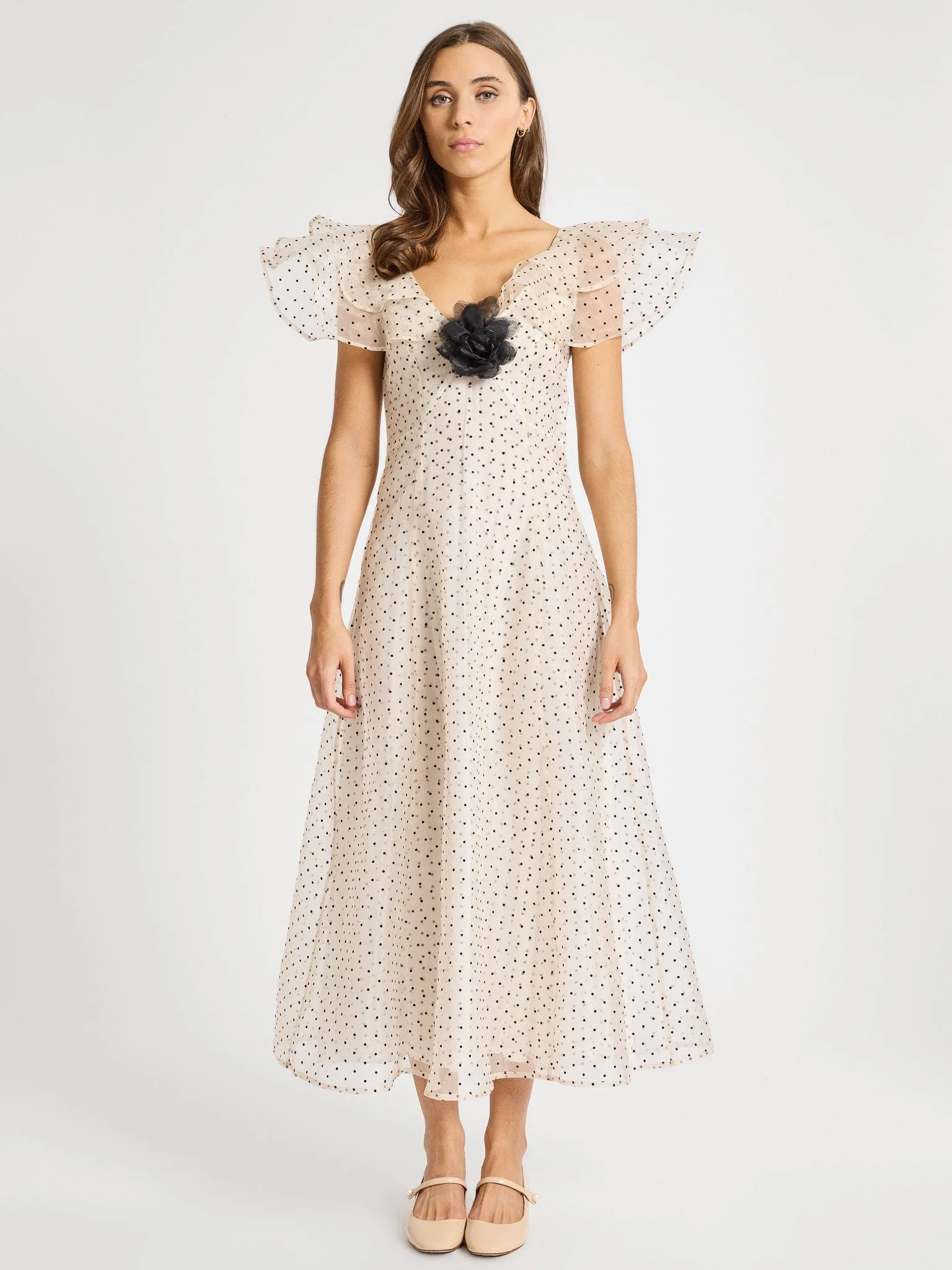Lucie Dress in Organza Dot graceful touch