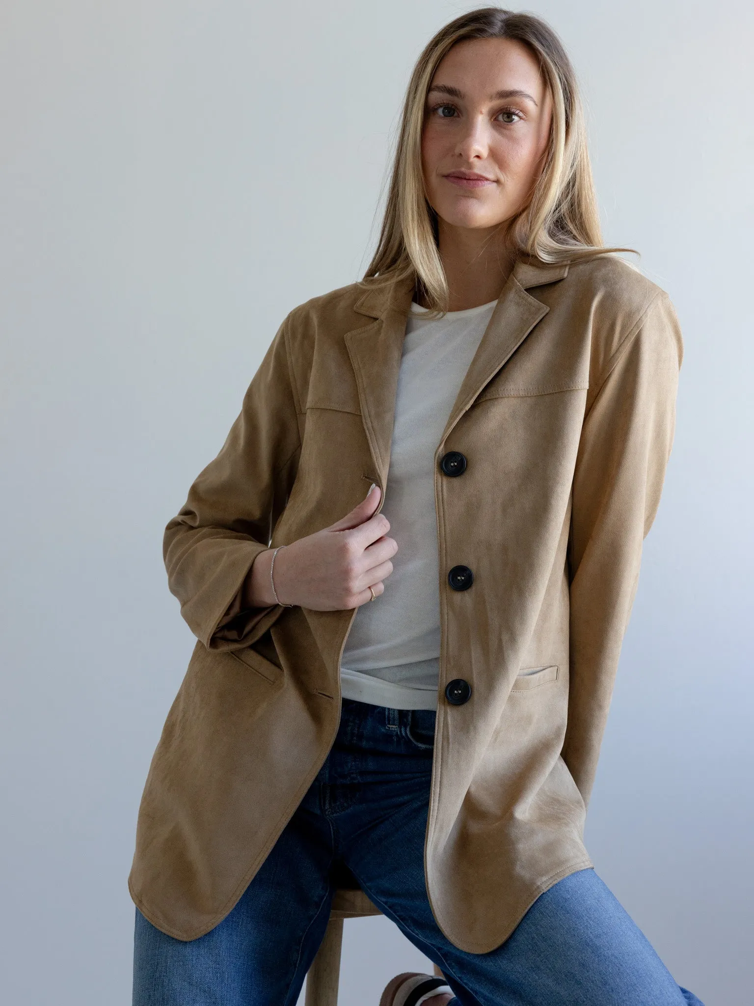 Maggie Faux Suede Blazer layer art
