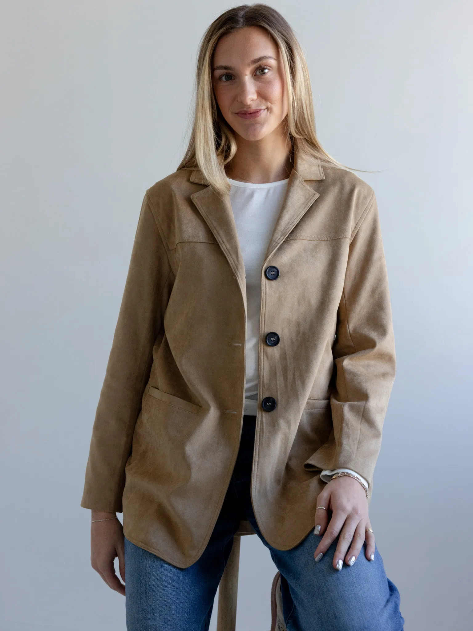 Maggie Faux Suede Blazer moon light