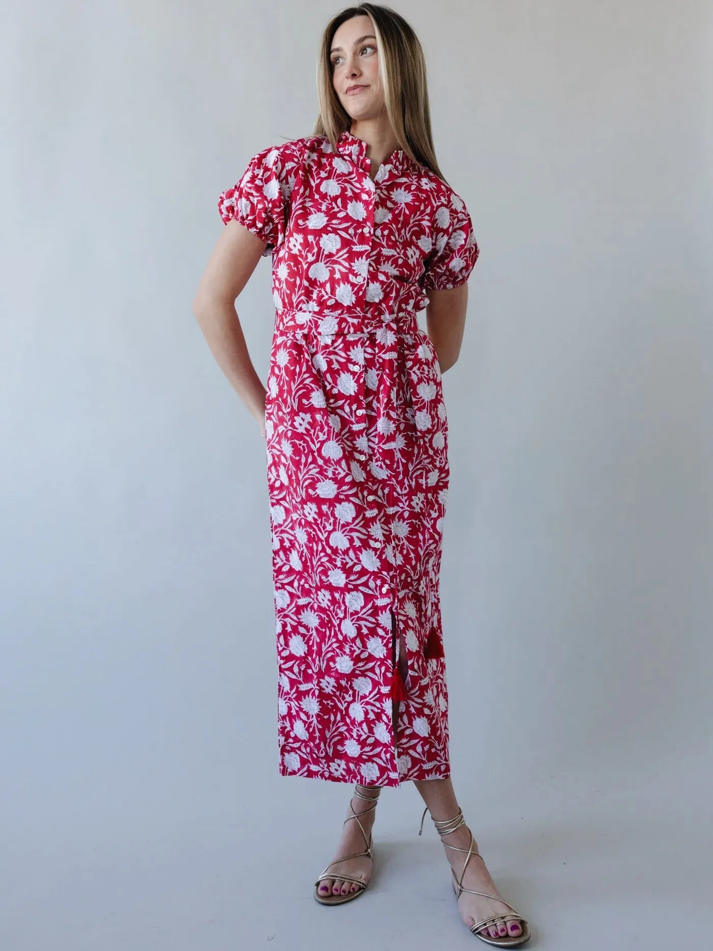 Maison De Frederic Red Maxi Dress retro vibe