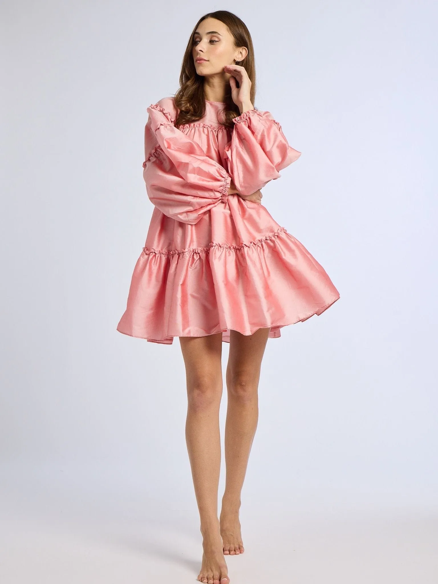 Mara Dress in Peony Taffeta soft layers