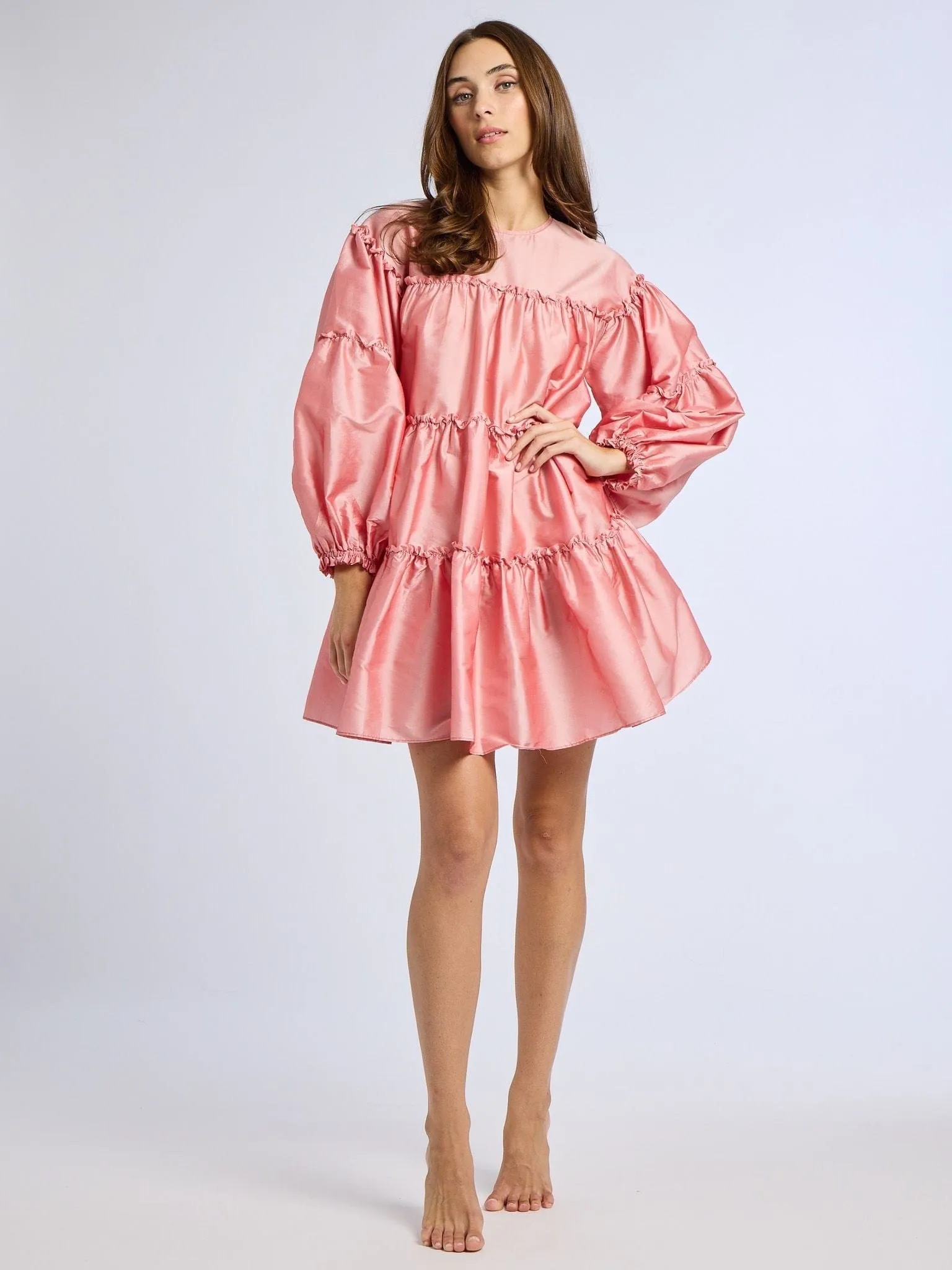 Mara Dress in Peony Taffeta weekend mode