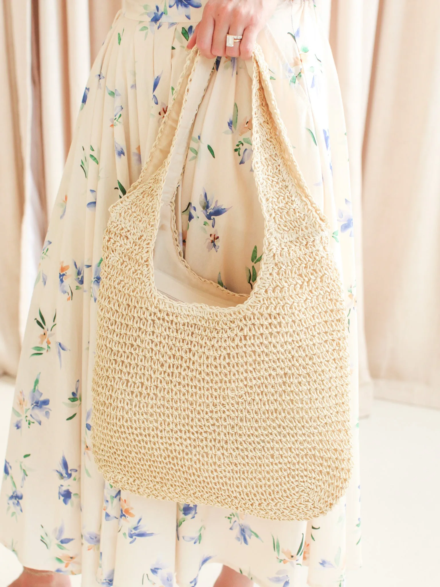 Margot Woven Tote - Tan youth edge