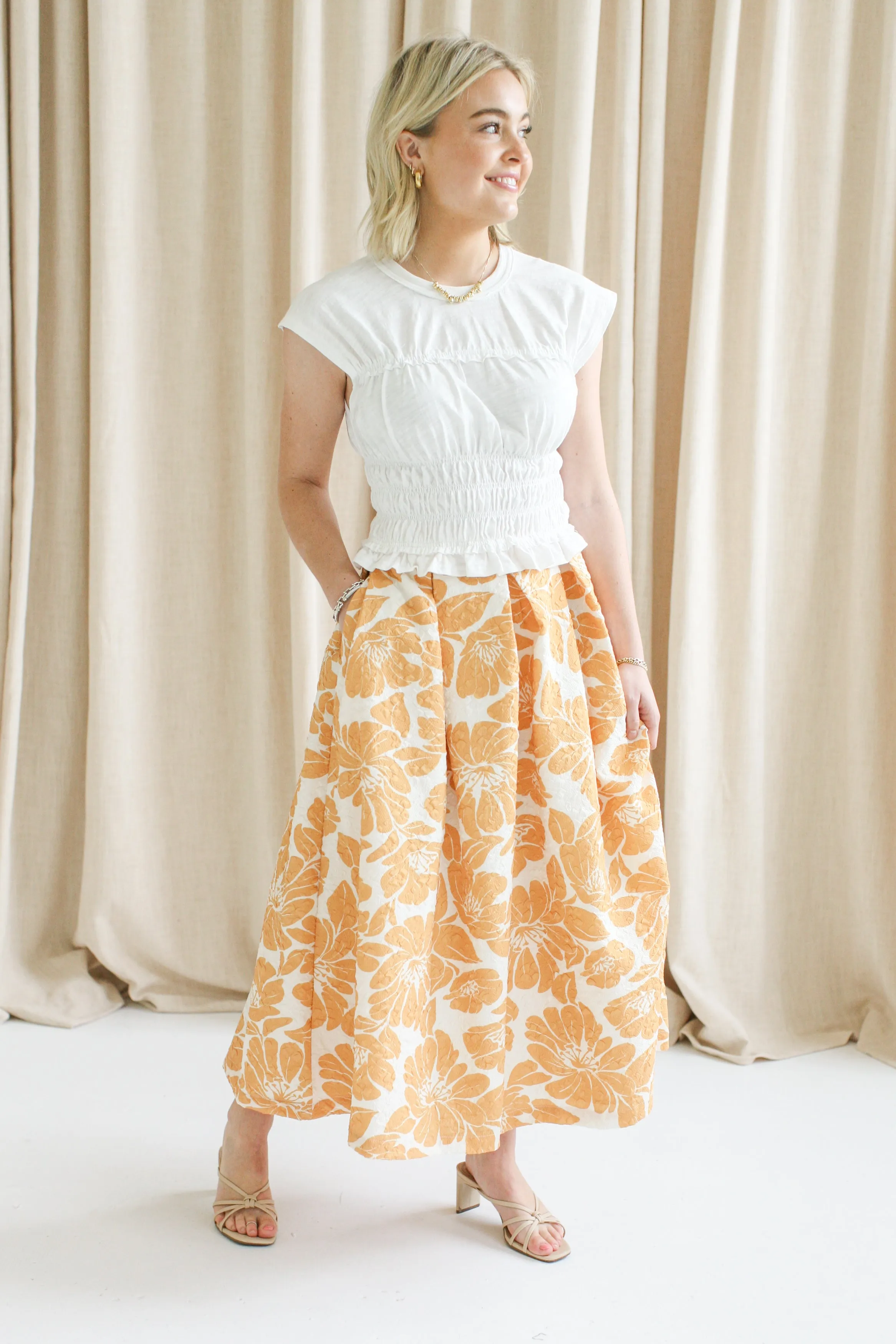 Maria Floral Skirt friends gathering