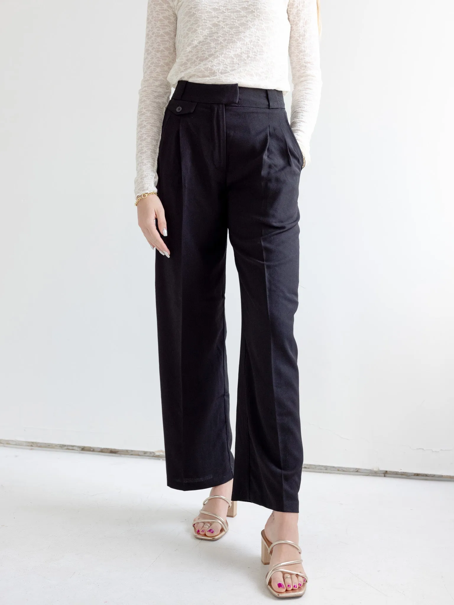 Marin High Rise Trouser -Black natural comfort