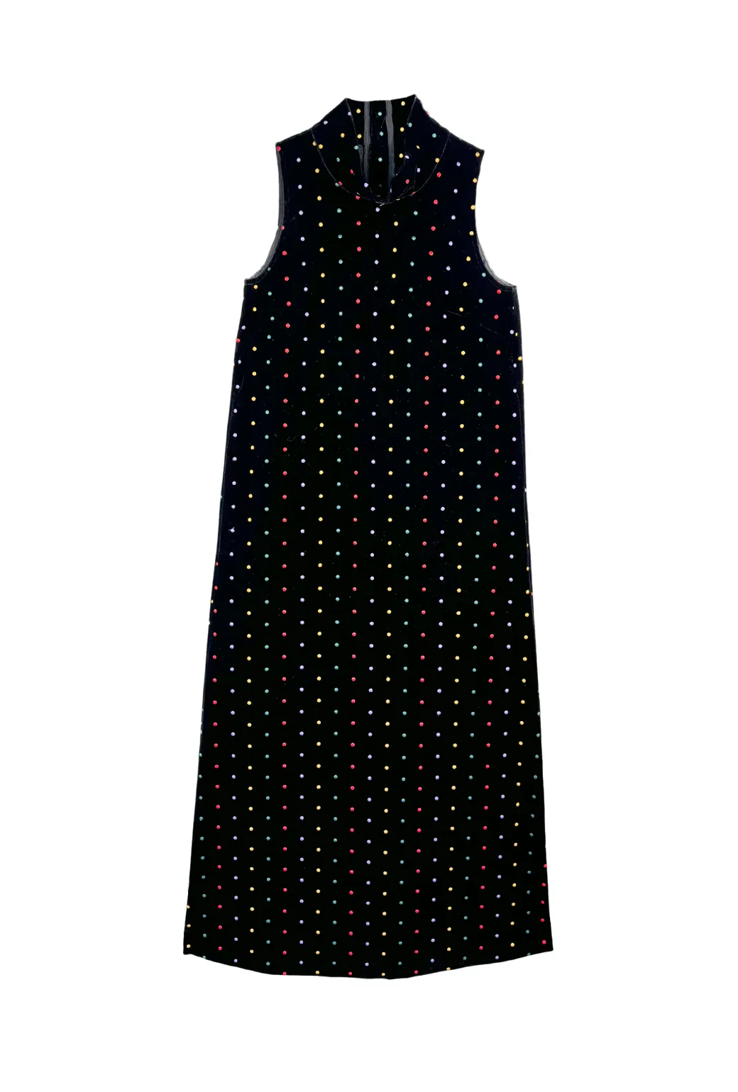 Maxi Mod Dress - Embroidered Dot Black Velvet comfy glow