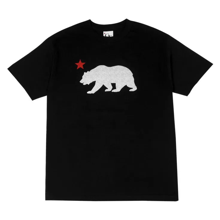 Mens Cali Bear Star T-Shirt Black freedom wear