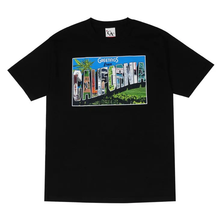 Mens Cali Greetings T-Shirt Black soft stretch