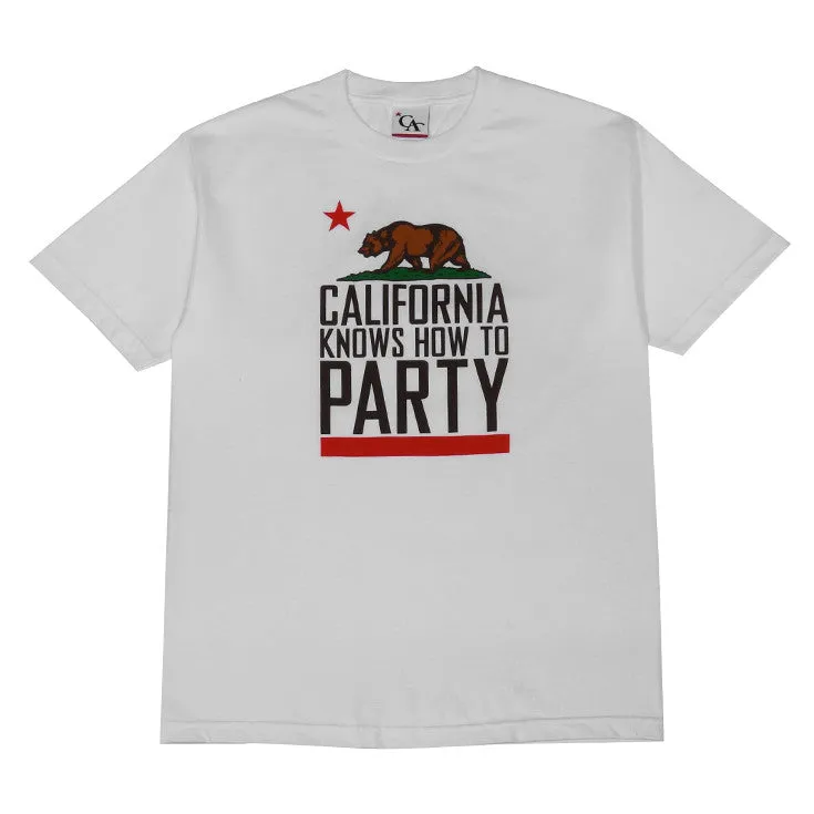 Mens Cali Party T-Shirt White love fit
