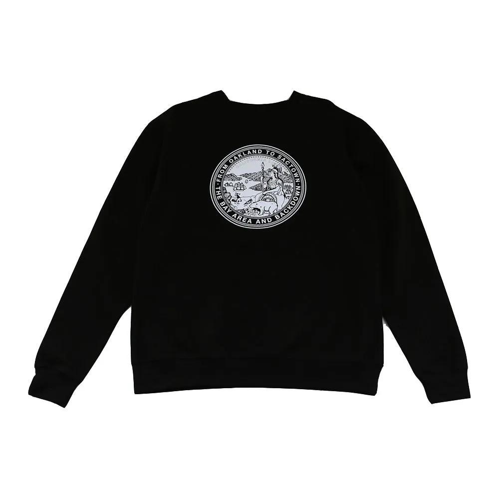Mens Cali State Seal Crewneck Sweatshirt Black Style daily