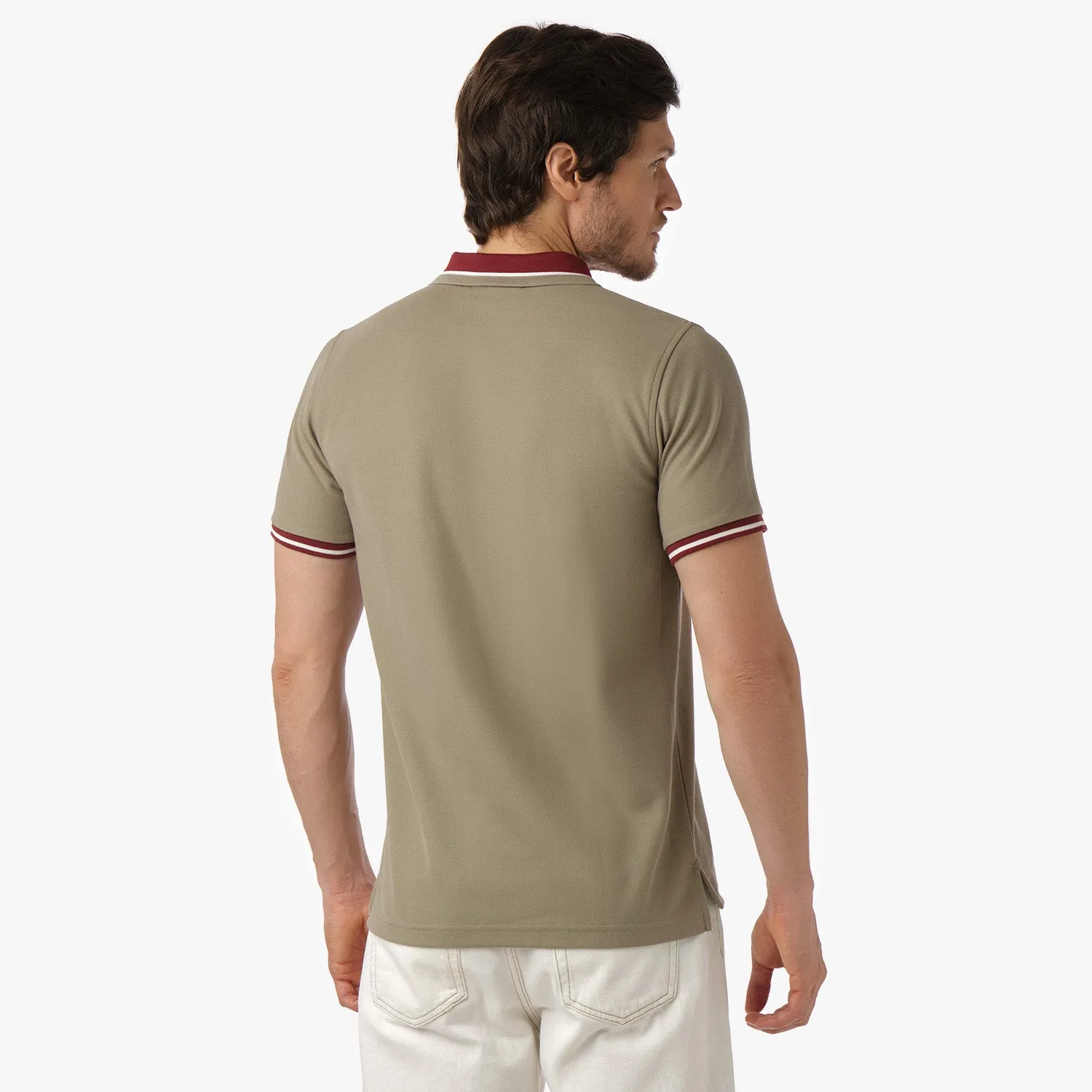 Men's Contrast Neck Lines Detail Polo Shirt city spirit