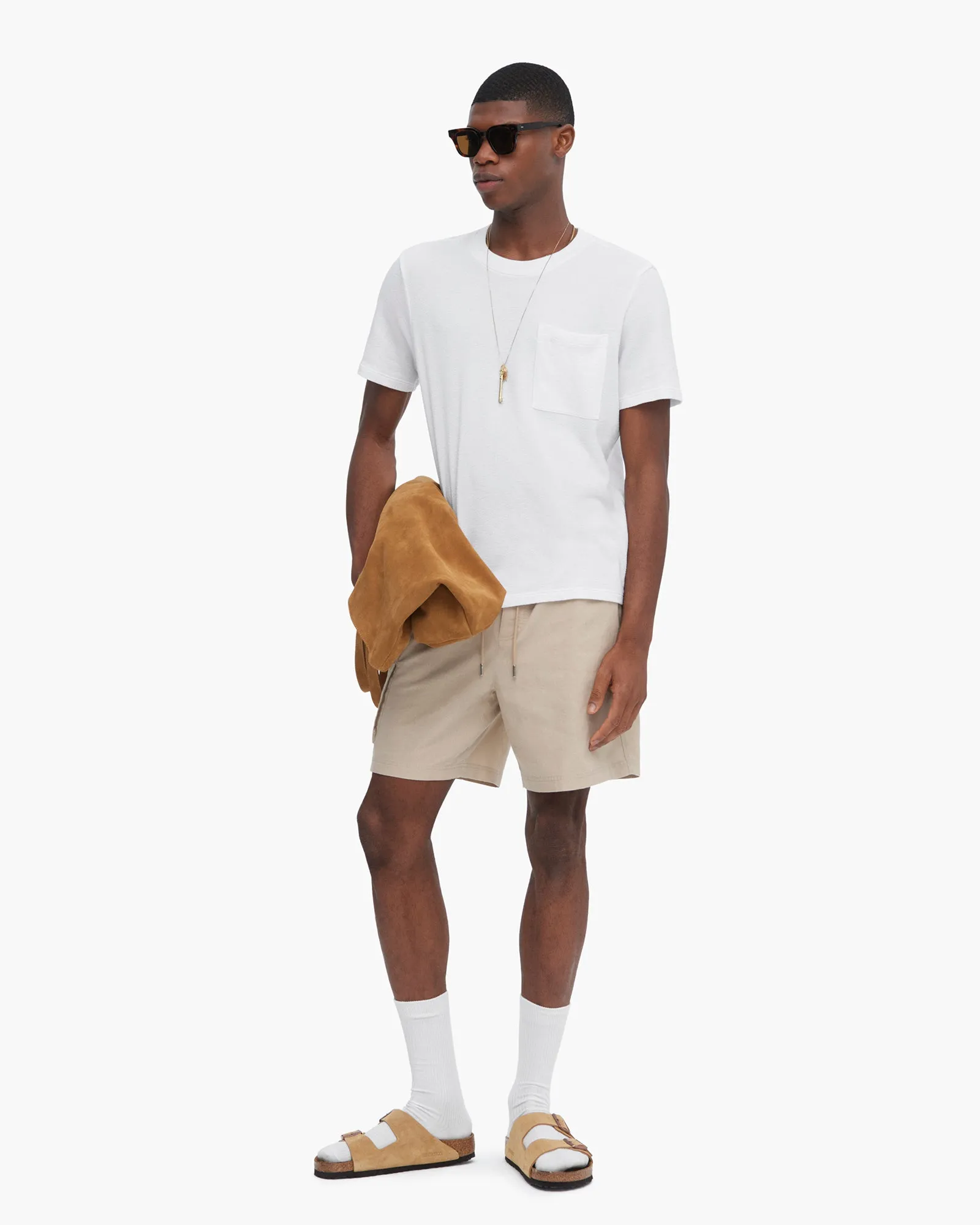 Men's Loop Front Jersey Oversized Pocket Tee - White party pick