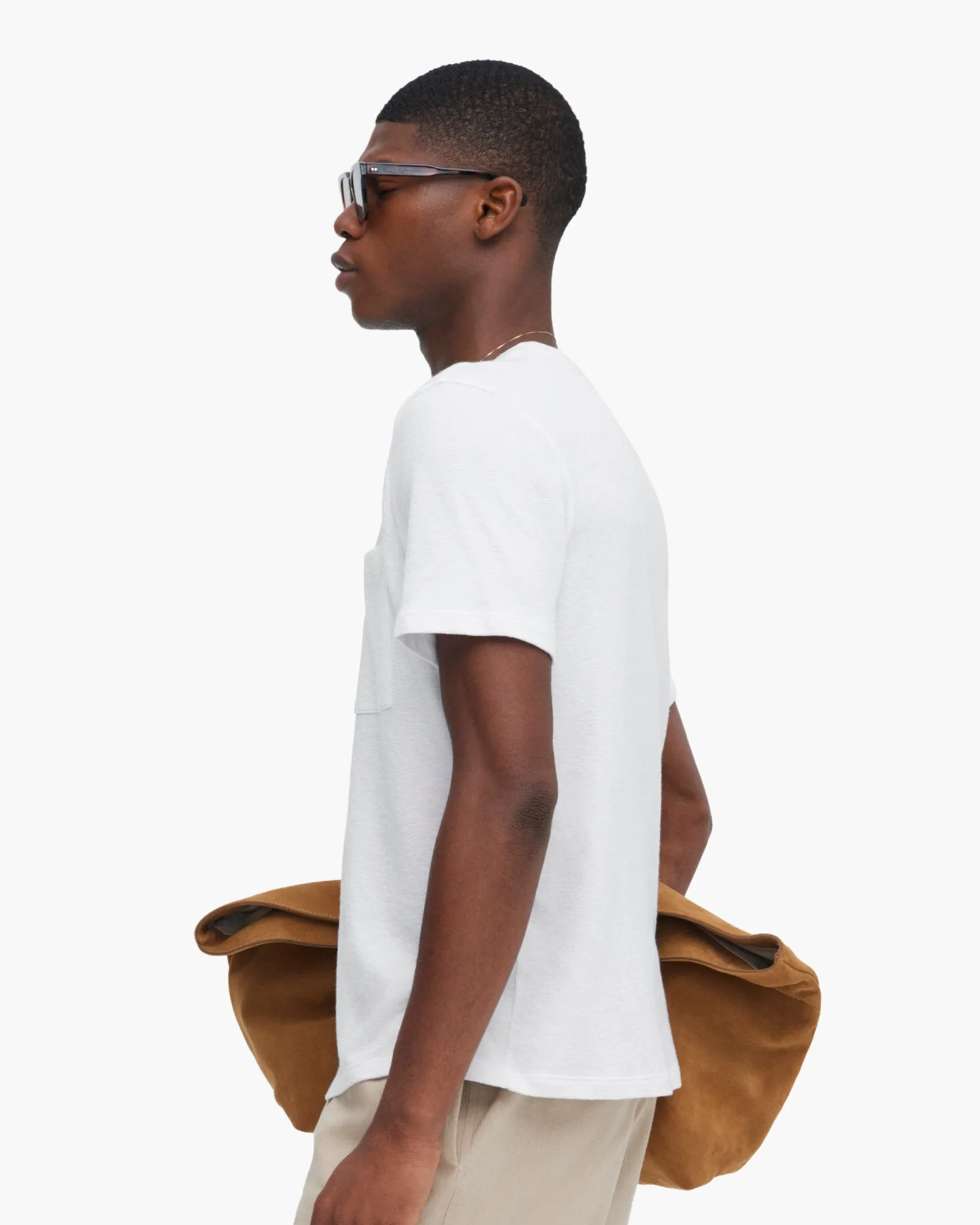 Men's Loop Front Jersey Oversized Pocket Tee - White focus piece