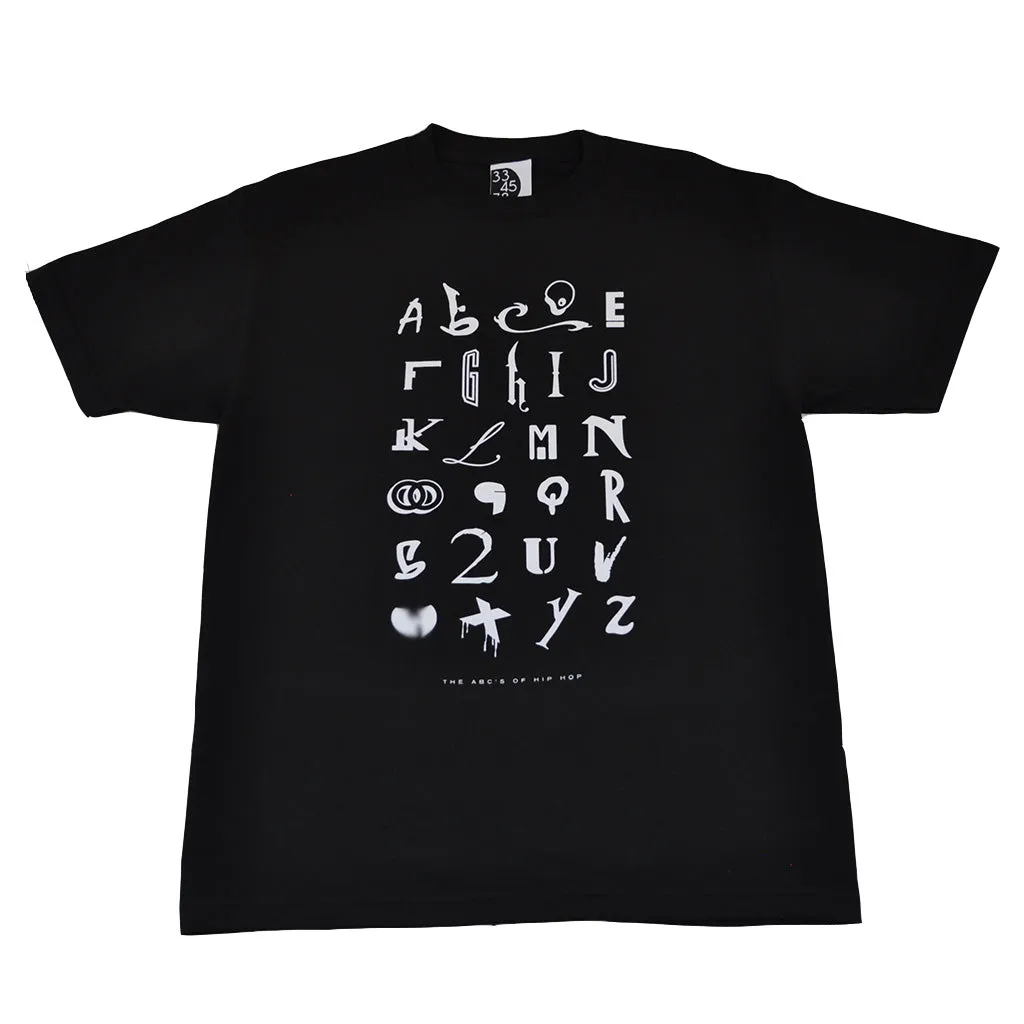 Mens Ongaku Hip Hop Alphabet T-Shirt Black all-season fit