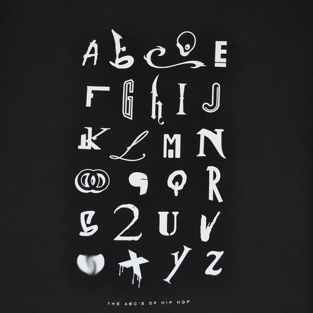 Mens Ongaku Hip Hop Alphabet T-Shirt Black versatile piece