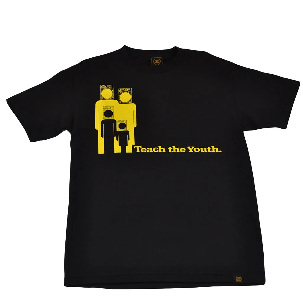 Mens Ongaku Teach Youth T-Shirt Black runway touch