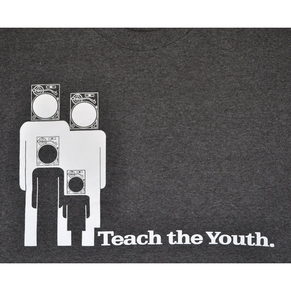 Mens Ongaku Teach Youth T-Shirt Charcoal new wave