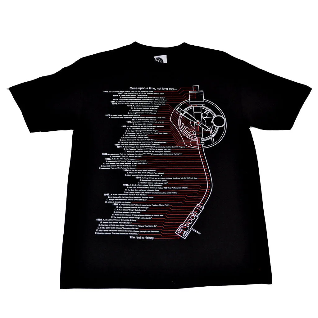 Mens Ongaku Timeline T-Shirt Black soft stretch