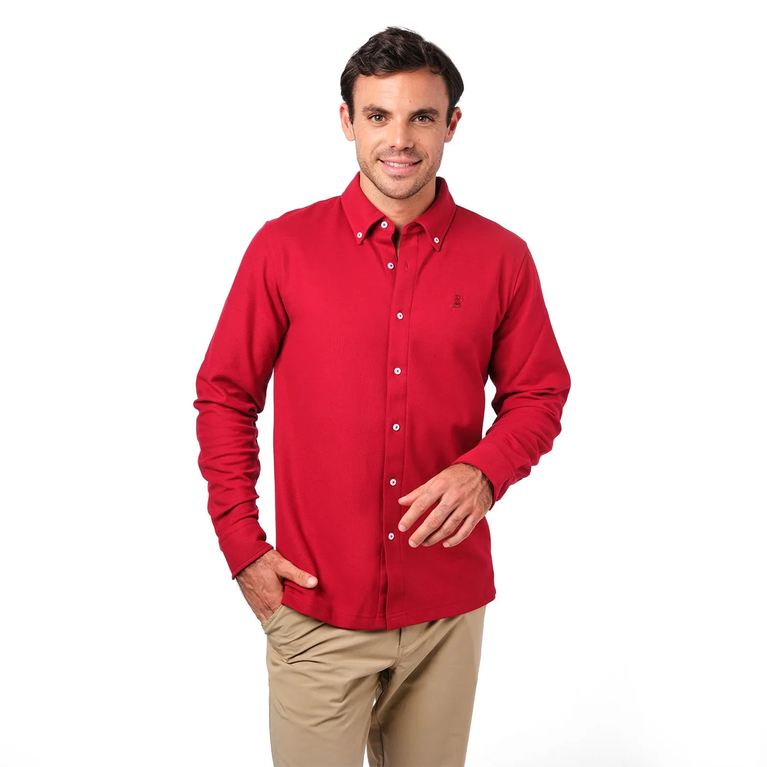 Men's Pique Button Down Shirt youthful tone
