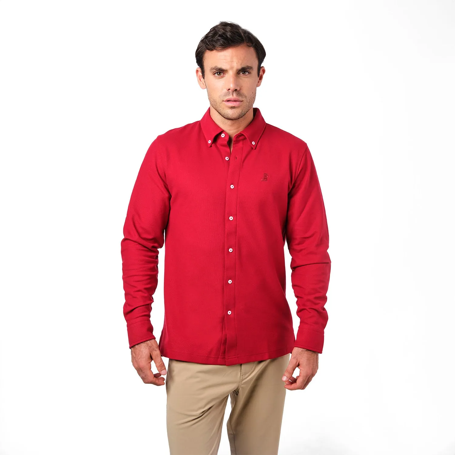 Men's Pique Button Down Shirt statement fit