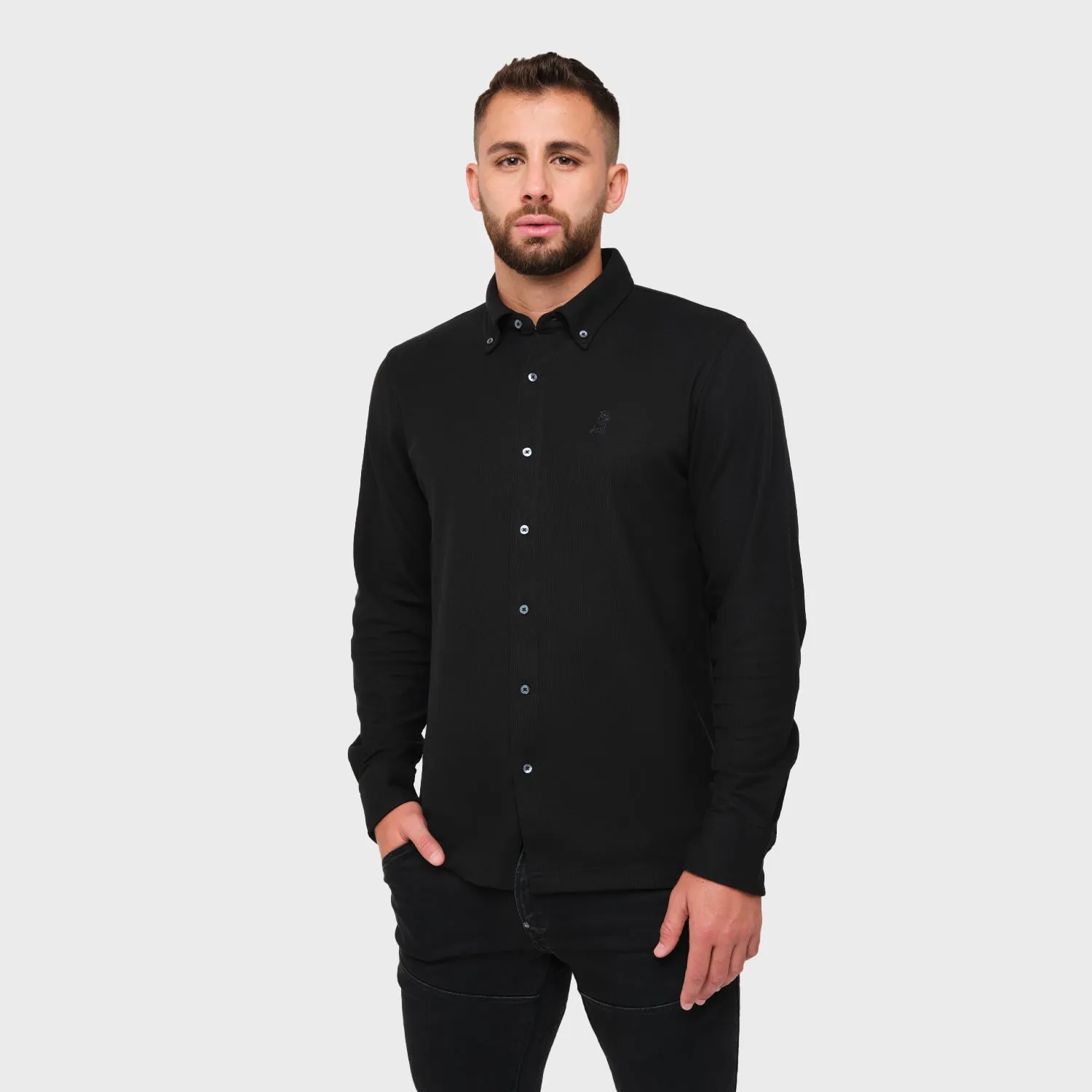 Men's Pique Button Down Shirt chill moment