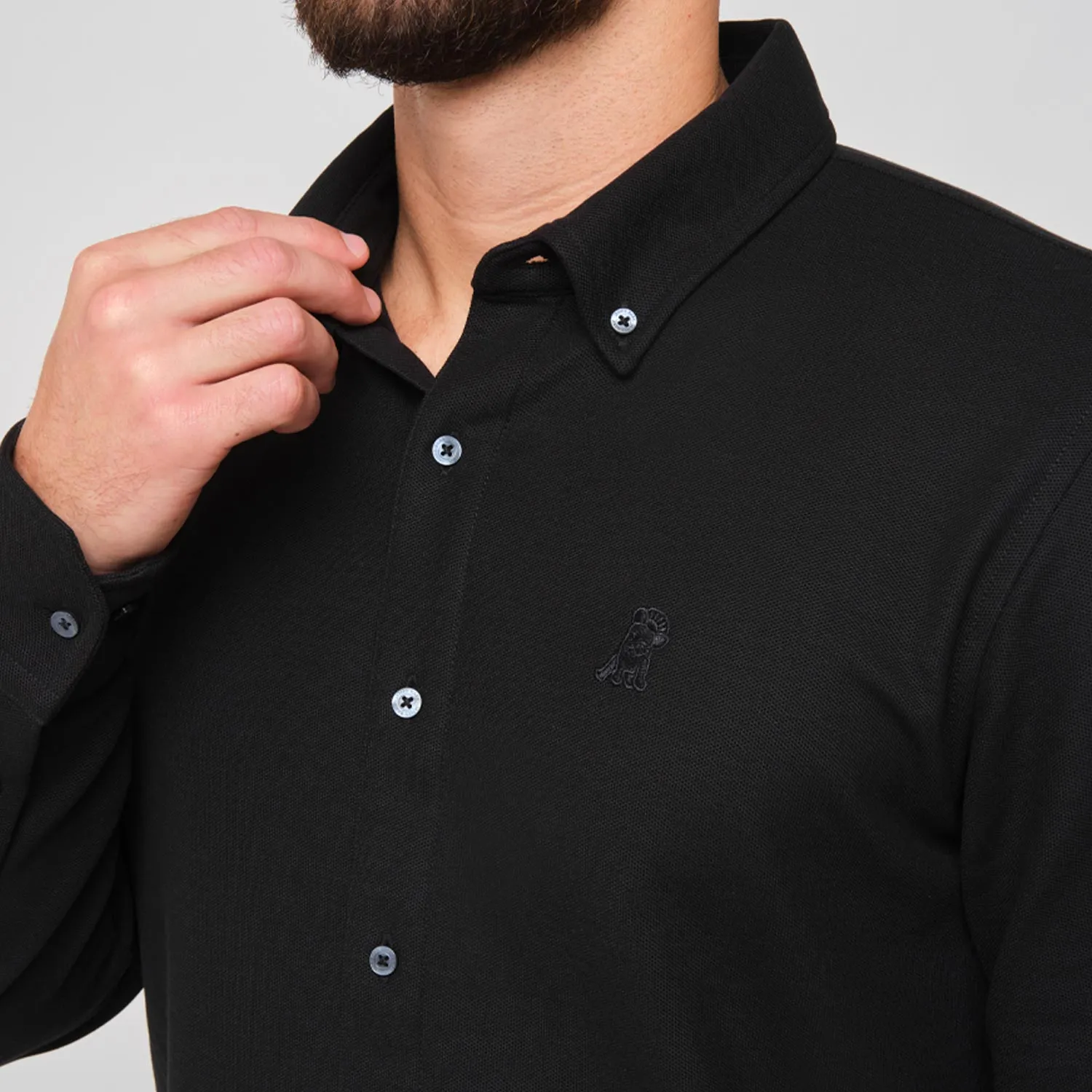 Men's Pique Button Down Shirt soft layers