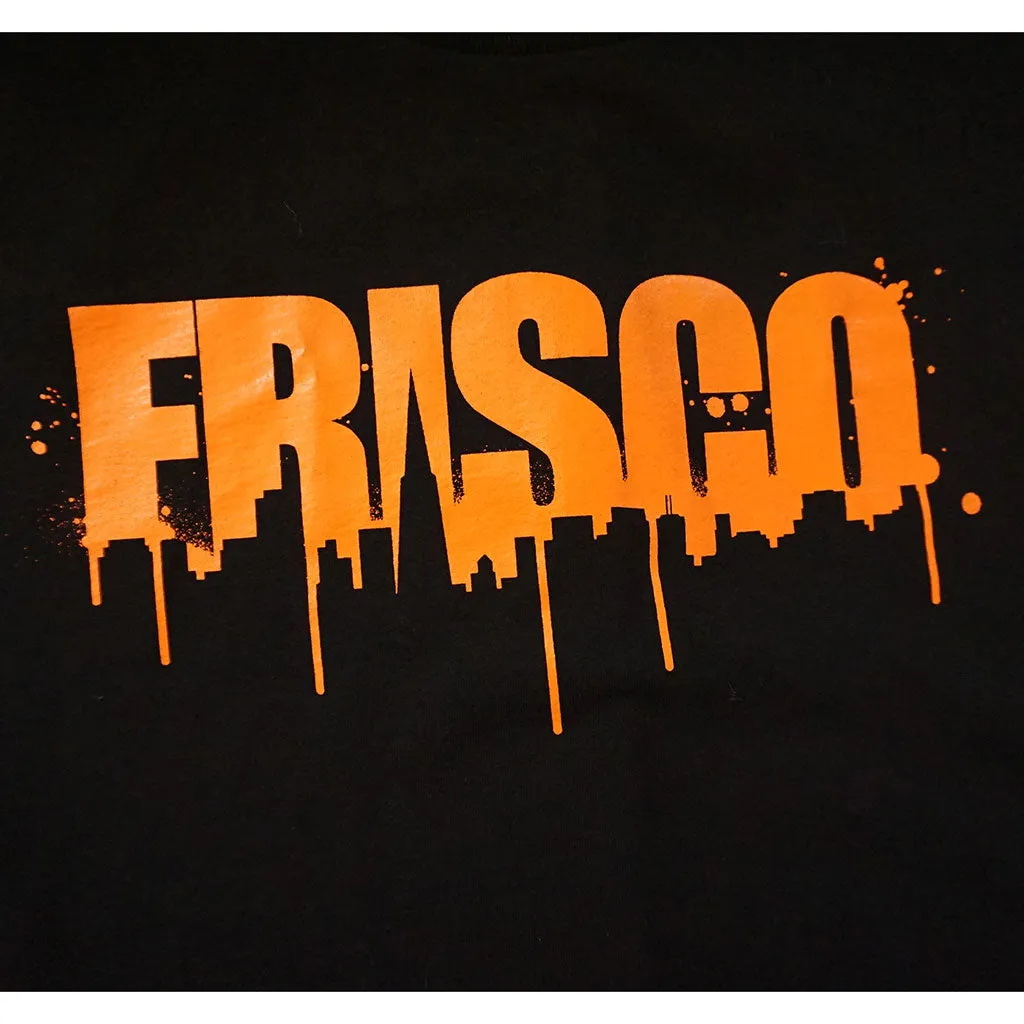 Mens SFCA Frisco Drips T-Shirt, Black with Orange walk free