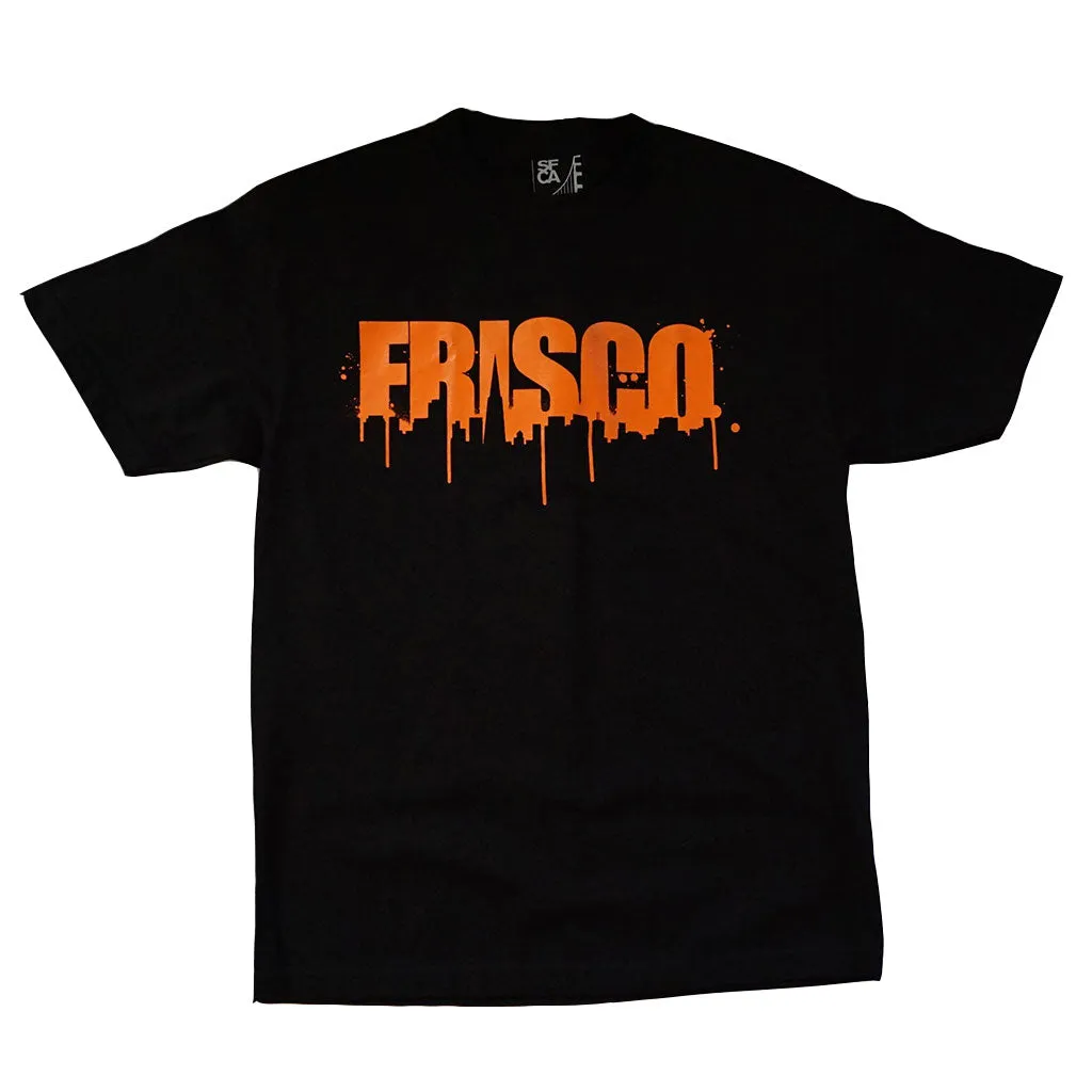 Mens SFCA Frisco Drips T-Shirt, Black with Orange new wave
