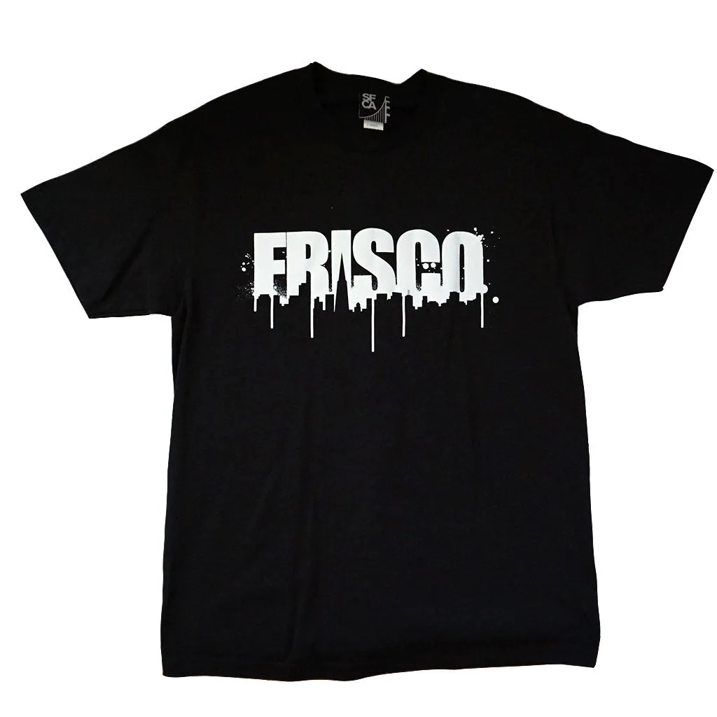 Mens SFCA Frisco Drips T-Shirt, Black with White happy wear