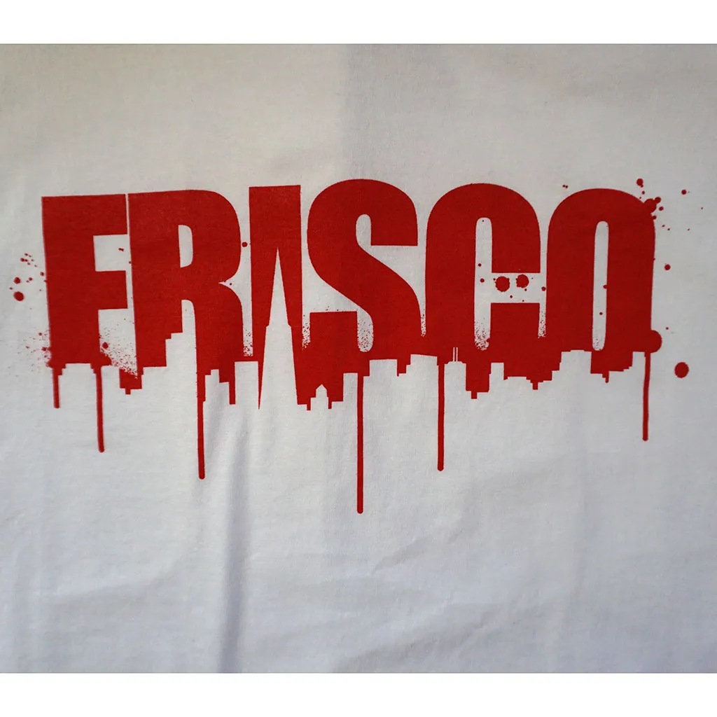 Mens SFCA Frisco Drips T-Shirt, White with Red stay relaxed