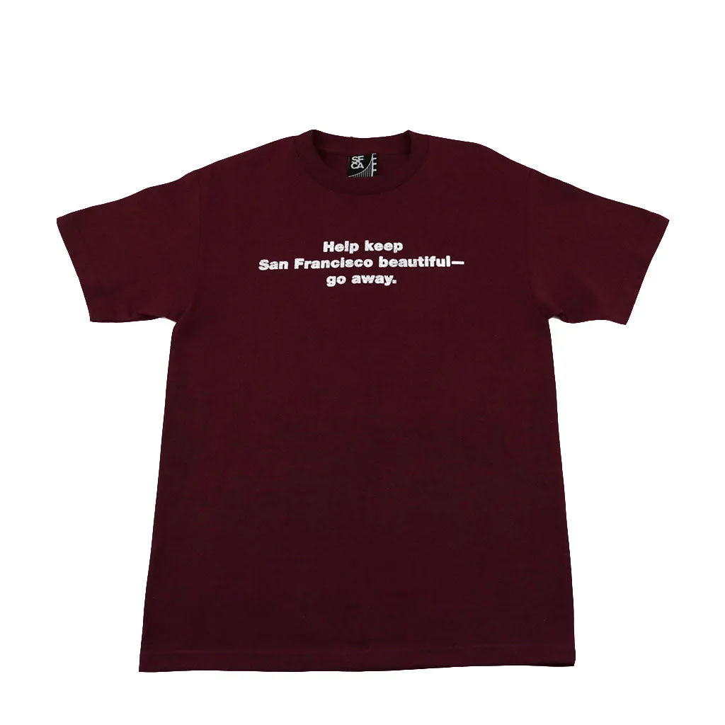 Mens SFCA Go Away T-Shirt Burgundy life layer