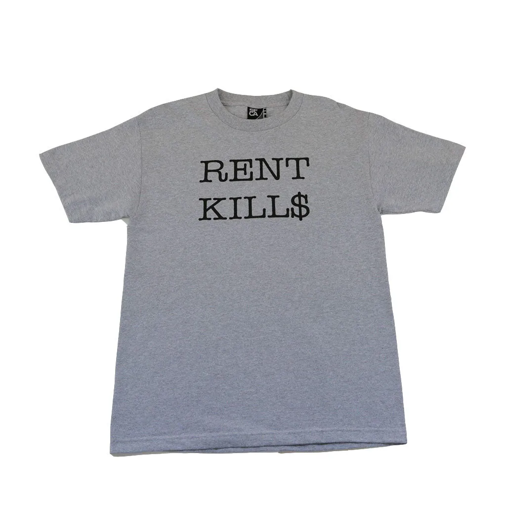 Mens SFCA Rent Kills T-Shirt Heather Grey weekend look
