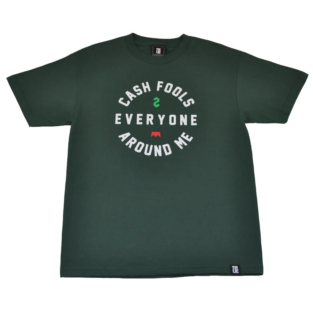 Mens True Cash Fools T-Shirt Green minimal mood