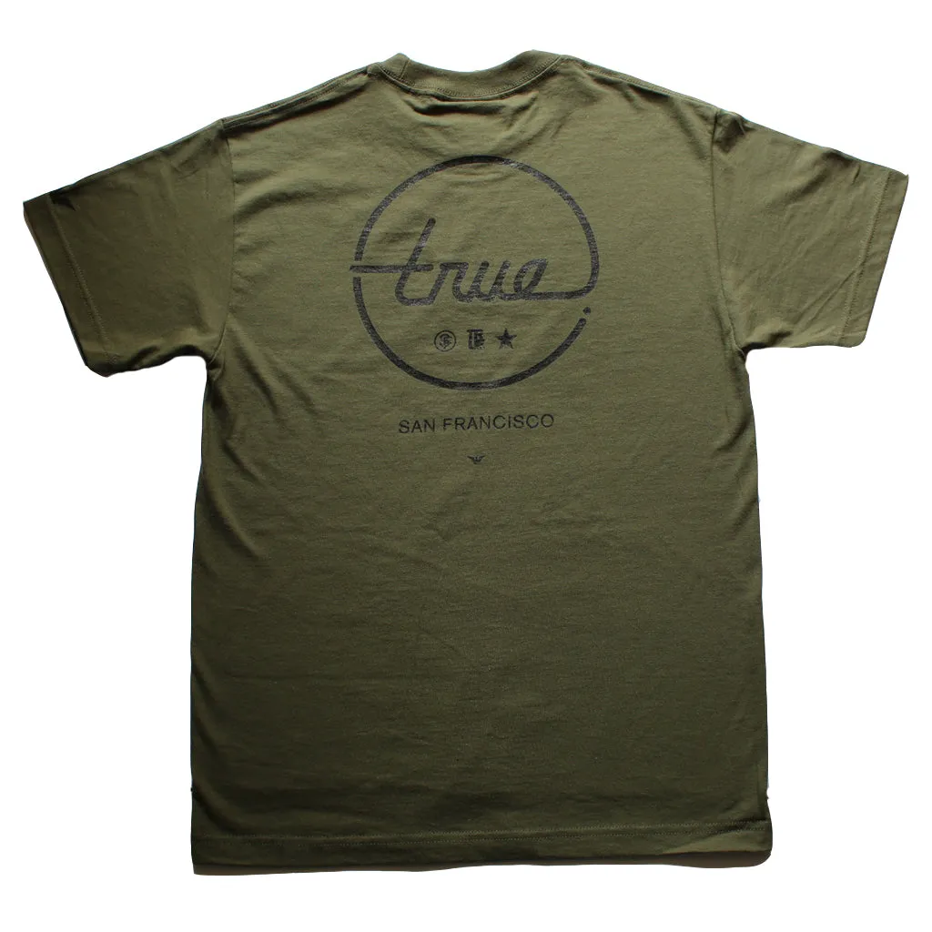 Mens True Circle Darkside T-Shirt Olive classic design