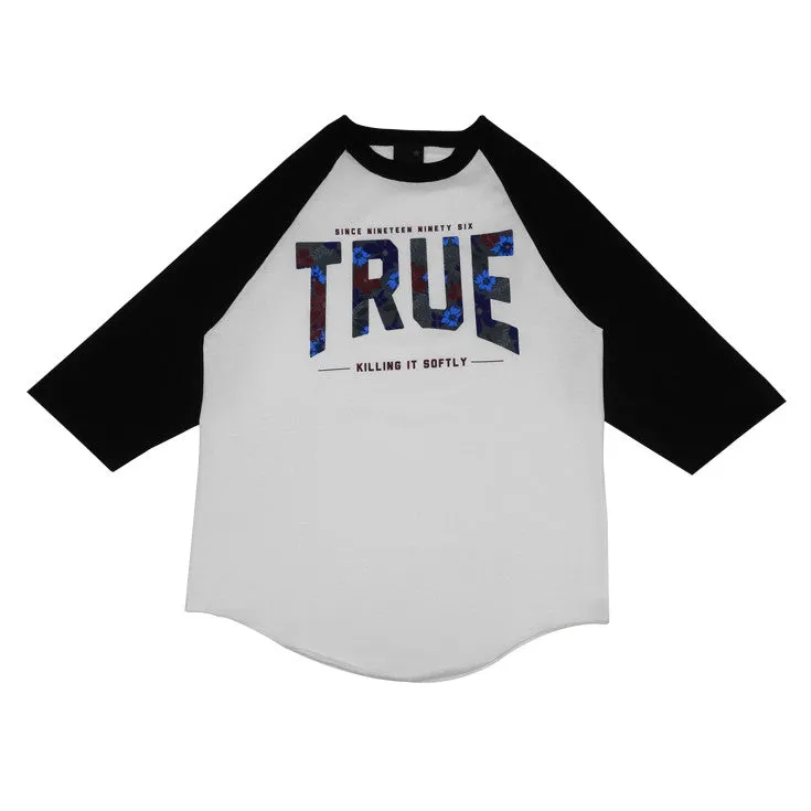 Mens True Floral 2 Raglan T-Shirt White/Black simple mood